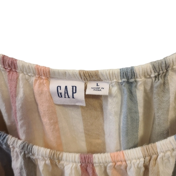 Gap Ruffle Short Sleeve Elastic Bandeau Lightweight Boho Blouse Large - Picture 3 of 3